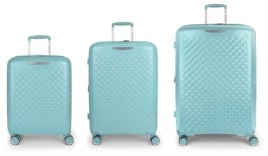 Gabol Ensemble de valises (cabine, moyenne et grande) extensibles Queens rigides avec capacité jusqu'à 224,2 l, Vert menthe