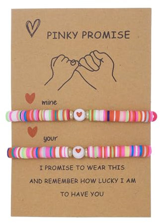 Moguri 2 Stück Freundschaftsarmbänder Rosa für Kinder, Partner Armbänder BFF Armbänder für 2, Freundschaftsarmband Set, Best Friends Armbänder für Mädchen mit Herz Anhänger,Rosa