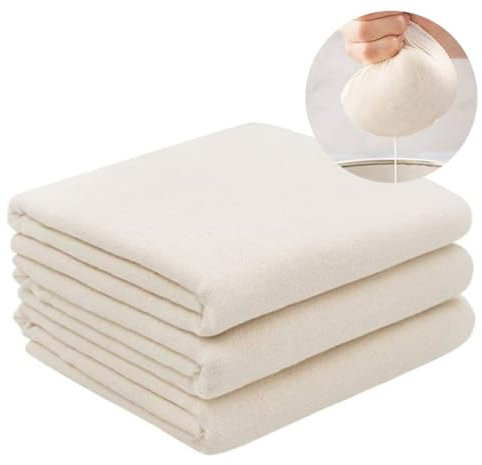 MIRKUZI Coladores para cocina 3 piezas 50 x 50 cm estopilla, tejido fino, estopilla, tela filtrante, reutilizable, lavable, tela filtrante