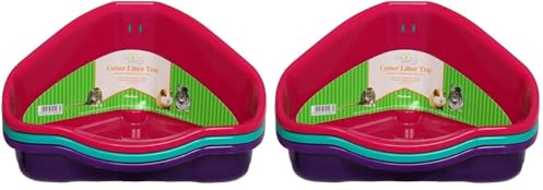 Walter Harrison's Corner Pet Toilet Litter Tray For Small Animals - Rabbits, Chinchillas, Guinea Pigs, Ferrets, Rats - Medium - 34Cm (Pack of 2)