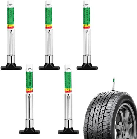 Watlikeup 5 PCS Tyre Tread Depth Gauge UK, Color Coded, Portable, Waterproof, 25MM/32nds