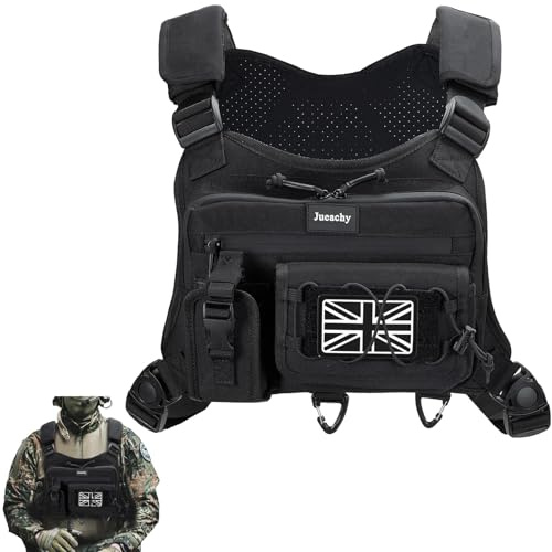 Jueachy Táctico Chaleco Runing Hombre: Chaleco Reflectante Rápida Liberación - Bolsa de Pecho Multifuncional Mochila Hidratación Running Vest para Correr Entrenamiento Senderismo Ciclismo