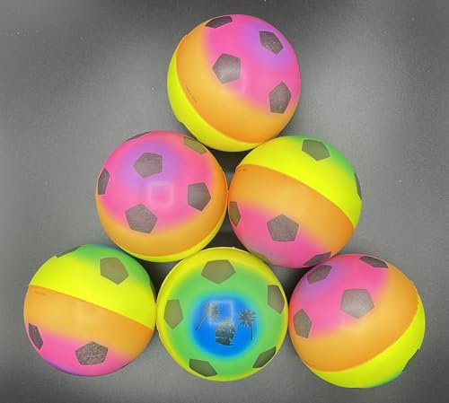 eMKay® Pack of 6-10cm Neon Rainbow Colour Soft Sponge Foam Sport Balls Indoor Outdoor Ball for Kids Children Boys Girls Christmas Birthday Gift