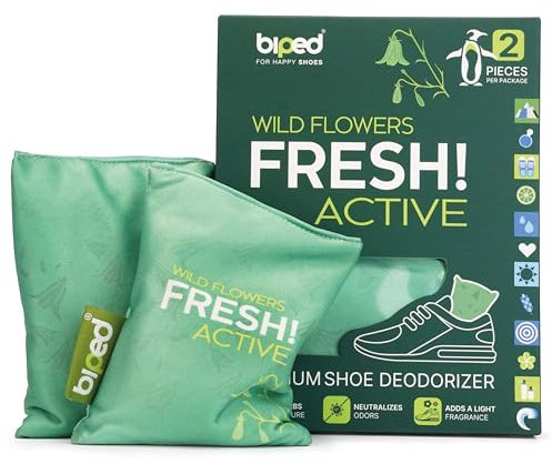 biped FRESH! ACTIVE – Déodorant pour chaussures avec charbon actif de bambou – coussin parfumé ou version PURE sans huile – contre la transpiration et les mauvaises odeurs z2926(WILD FLOWER)