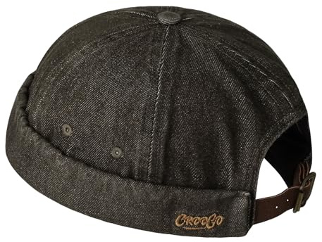 CLAPE Casquette sans Visière Coton Casquette Docker Homme Femme Bonnet Denim Chapeau Marin Réglable Beanie Taupe FMA2503