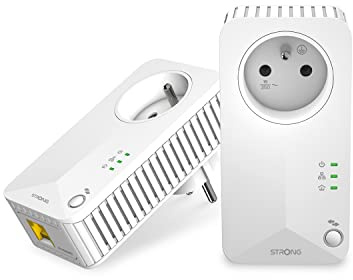 STRONG Pack de 2 Prises CPL 500 Mbps, Prise filtrée et Port Ethernet, Compatible boxs Internet, Idéal Multi TV, Streaming HD, Aucune Configuration, Prêt à l'emploi