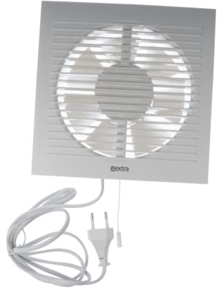 EUROPLAST Ø 150mm Wandventilator Lüfter Abluft Kabel Schalter Ventilator Küche WC Bad - Kunststoff - Weiß