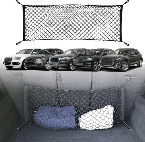 Envelope Style Automotive Elastic Trunk Cargo Net for Audi Q5 SQ5 Q5 Hybrid 2009-2024 - Premium Trunk Organizer and Storage - Luggage Net for Crossover - Car Organizer for Audi Q 5 SQ 5 Q 5