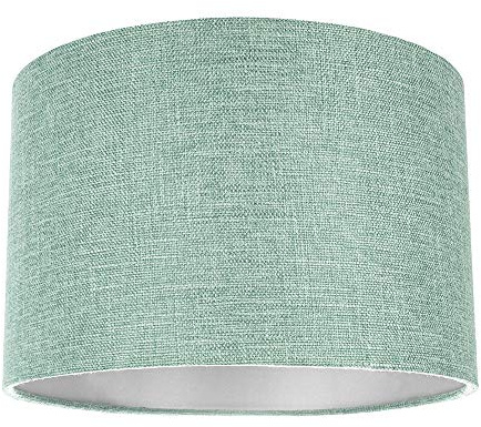 Contemporary and Sleek 12 Inch Mint Green Natural Linen Fabric Drum Lamp Shade 60w Maximum | 30cm Diameter | for Table Lamp or Pendant by Happy Homewares
