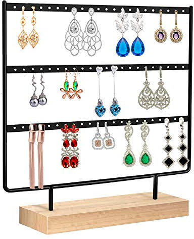 Discoball Earring Holder Stand,Hanging Jewelry Organizer – 3 Tier Tabletop Earrings Display Stand Tree(66 Holes)