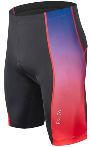 ROTTO Cykelshorts för män, vadderade cykelshorts med svamp- och gelstoppning för väg- och MTB-cykling, C Svart-röd, 3XL