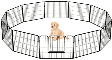 QianRuiDa Haustier Hundelaufstall Welpenlaufstall Freigehege mit Tür Welpenauslauf Faltbar Welpenfreigehege Tier Laufgitter Hundegehege 12-teilig