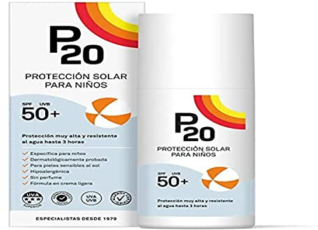 P20 ® | Crema Solar Niños | Protector solar para niños spf 50 muy alta y resistente al agua para una protección fiable frente a los rayos UVA y UVB | Formato Crema | 200 Ml