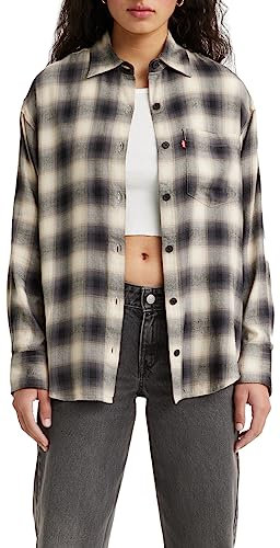 Levi's Damen Nola Oversized Shirt Hemd,James Plaid Blackened Pearl,M