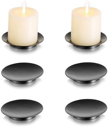 Invarken metall ljusstake svart: 10,8 cm rund ljustallrik, 6 stycken | för värmeljus/blockljus/votivljus, moderna ljusunderlägg för halloween, jul, advent, öppen spis, matbord