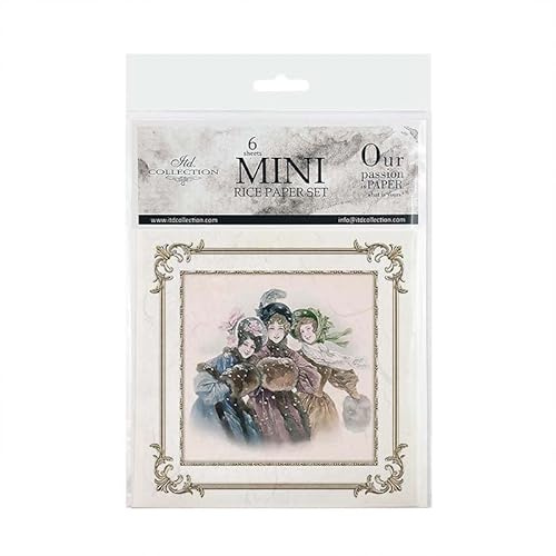 ITD Collection – mini rispapper kreativt set 14,8 x 14,8 cm (6 ark), Decoupage rispapper för scrapbooking och hantverk, flerfärgad (RSM060- HS code 48021000)