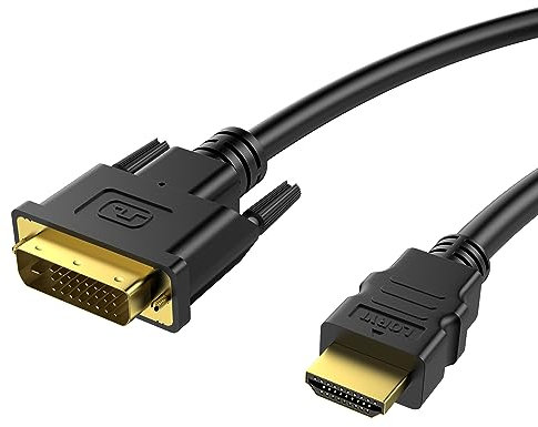 Loryi 1,8 m HDMI auf DVI Kabel, bidirektionaler Adapter, unterstützt 1080P Full HD, kompatibel für Raspberry Pi, Roku, Xbox One, PS4, PS3, Grafikkarte