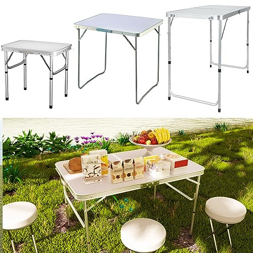 Rigogo Klappbar Tisch Garten, Tragbar Klapptisch Campingtisch mit stabilen Aluminiumbeinen und Tragegriff, Leicht zu transportieren, 80x60x69cm