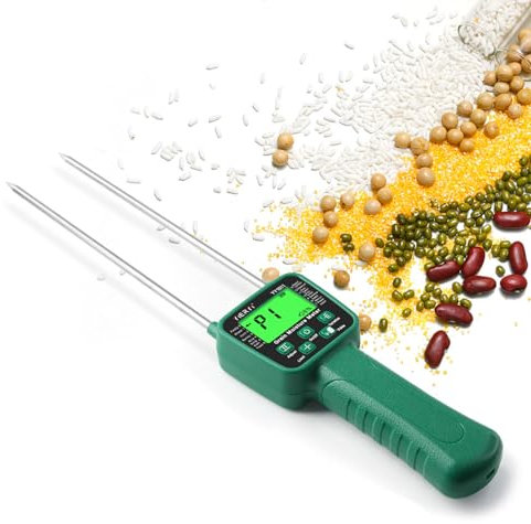 Portable Hay Moisture Meter, LCD Digital Tool Moisture Meter, Wheat Soybean Grain Moisture Tester, with Voice Broadcast, for Bran, Forage Grass, Testing Fibre