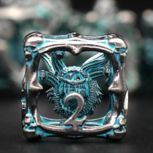 DND Würfel Set, Metall Beholder Dice Set, ZHOORQI W20 Polyedrische Würfel für Dungeons and Dragons, Spiel Würfelset Geschenk（Eye-Retro Blue）