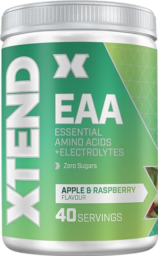Scivation XTEND EAA - Polvo de aminoácidos | Manzana y Frambuesa | 40 porciones para hidratación y rendimiento físico | 9 aminoácidos esenciales + polvo de recuperación de electrolitos añadidos para