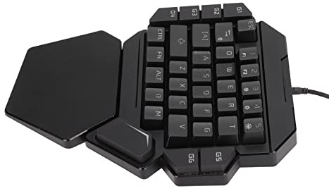 Syrisora Litet speltangentbord, enhandstangentbord, enhandstangentbord, 35 tangenter, exakt känslig kontroll, 6 programmerbara tangenter, ergonomisk design halvtangentbord