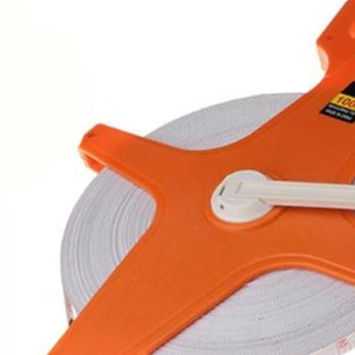 Reel Measure Tape, Tape Measure, Hand Crank with Spike, Portable Plastic Frame Fiber Measuring Reel 12.5mm Width, Measures (100 Meters)