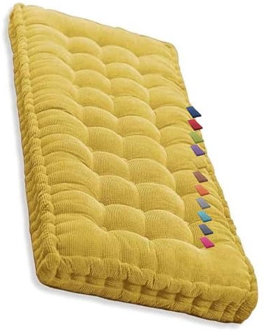 Waschbare Bankkissen für Innen- und Außenbereich, 1-, 2-, 3-Sitzer, Gartensitzpolster, Schaukelsitzpolster, Liegestuhl, Bankpolster für Sofa, Terrasse, Küche, Veranda, Hängematte, Rattan, Rasen, Gelb