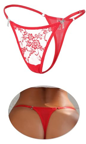 ohmydear String sexig tanga dam chic spets stringsnöre justerbart bälte mikro G-string T-rygg underkläder plusstorlek damunderkläder med strass