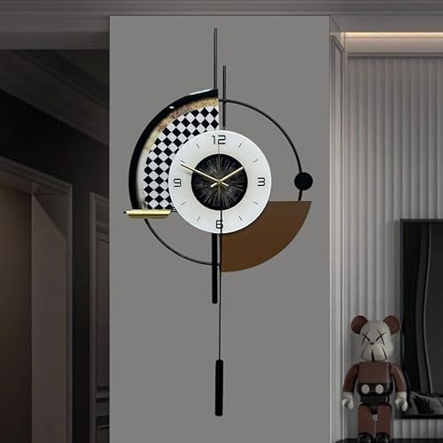 SIN&MI Large Wall Clock,Decorative Wall Clocks with Pendulum,Silent Quality Quartz Clock Battery Operated,Large Clock for Living Room,Kitchen,Home,Bathroom,Bedroom Wall Decor,16.5 * 31.5inch