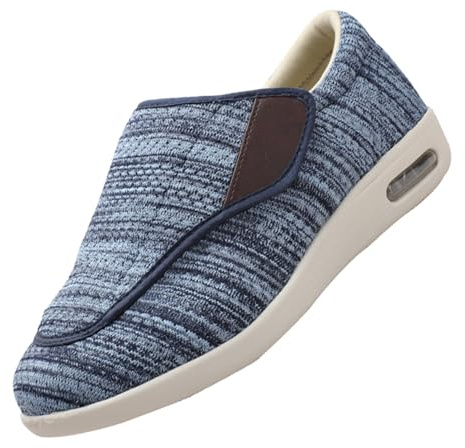 Scarpa Uomo per Piedi Gonfi Confortevole,Pantofole Ortopediche Edema Uomo Scarpe da Riabilitazione Traspirante Regolabili Passeggio.Light Blue,46