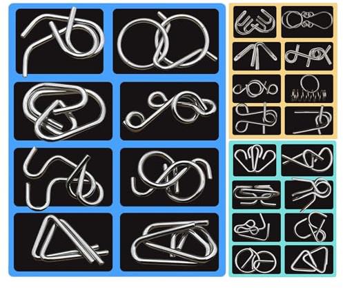 Metall Puzzle Ring Set, 24 Stück Knobelspiele Metall, Knobelspiele Für Erwachsene, Puzzle Spiele Spielzeug Geschenk, Entwirrung Puzzles Für Erwachsene Und Kinder