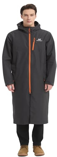 NORDIC OUTLAND Rain Jacket Men,Waterproof Breathable Long Raincoat with Hood Mesh Lining,Windbreaker for outdoor activities (UK, Alpha, L, Regular, Regular, Dark Grey B (Xtra Long)
