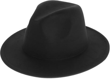 ifundom Cappello Fedora a Larga Falda in Lana Patchwork Nero e Rosso Berretto Piatto da Uomo e Donna per Inverno Cappello Jazz da Palcoscenico e Accessorio Casual Elegante 56-58 CM
