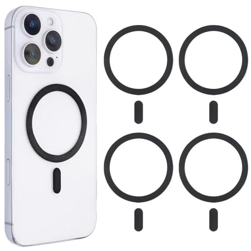 4 pegatinas de anillo magnético, anillo de metal universal para fundas de teléfono móvil, compatible con cargadores magnéticos y soportes de coche, extrafuertes y ultrafinos, chapa metálica para la