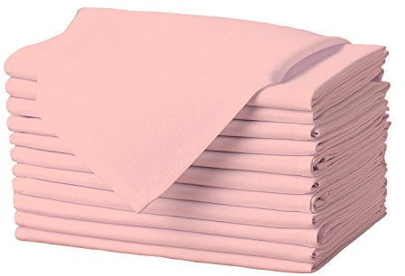Gee Di Moda Cloth Napkins - 17 x 17 Inch Pink Dinner Napkins - Set of 12 Soft & Absorbent Washable Fabric Cloth Table Napkins with Hemmed Edges for Hotel Restaurant, Holiday Parties & Wedding