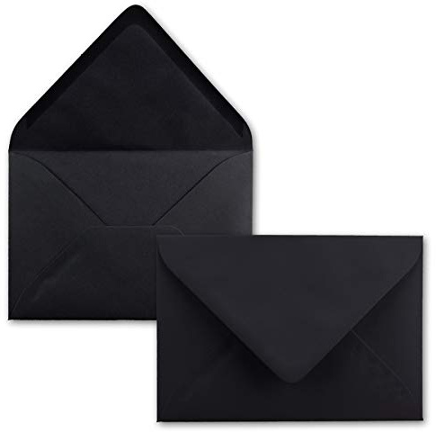 100 minikort-kuvert – svart – 5,2 x 7,6 cm – miniatyrkuvert med näskniv för blomfrön, gratulationskort, hänge och pengar presenter – FarbenFroh by GUSTAV NUSER