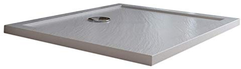 Piatto Doccia Slim 80x120x4 cm Rettangolare Acrilico Bordato Bianco Effetto Pietra mod. Flower