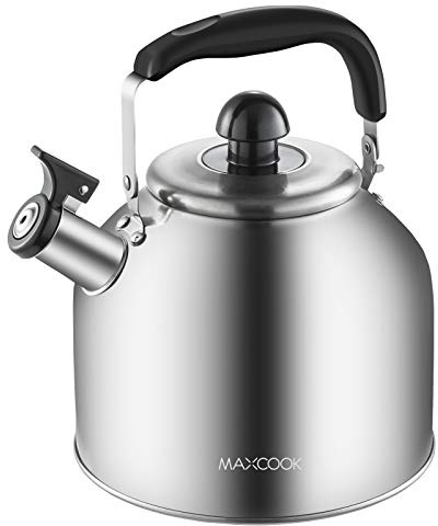 MAXCOOK 4.2 Quart/4L Stainless Steel Whistling Tea Kettle,Brushed Satin, Suitable to Boiling Water & Tea on Induction Stove, Gas Stove Top