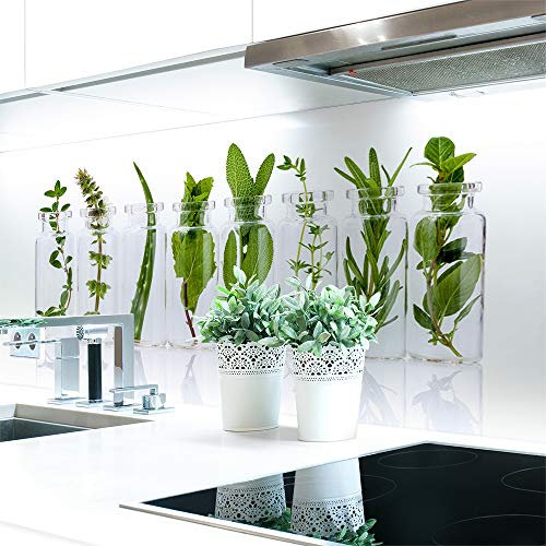 Küchenrückwand Kräuter Glas Premium Hart-PVC 0,4 mm selbstklebend - Direkt auf die Fliesen, Größe:120 x 60 cm
