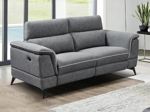 Vente-unique-Divano relax elettrico 2 posti in Tessuto Antracite - MACARI
