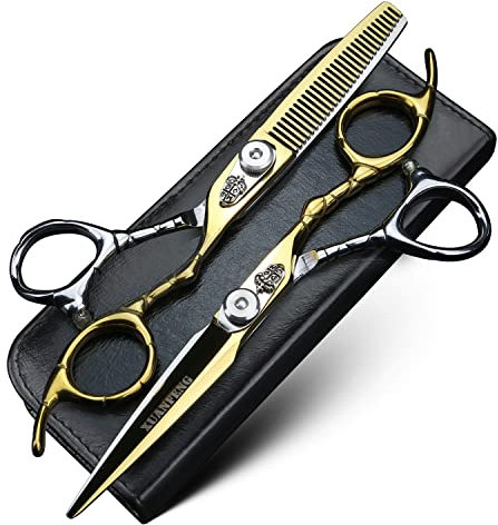 BlackGold - Forbici per capelli in acciaio JP440C, 6 pollici, adatte per tagliare i capelli in famiglia, forbici professionali per parrucchiere e acconciature