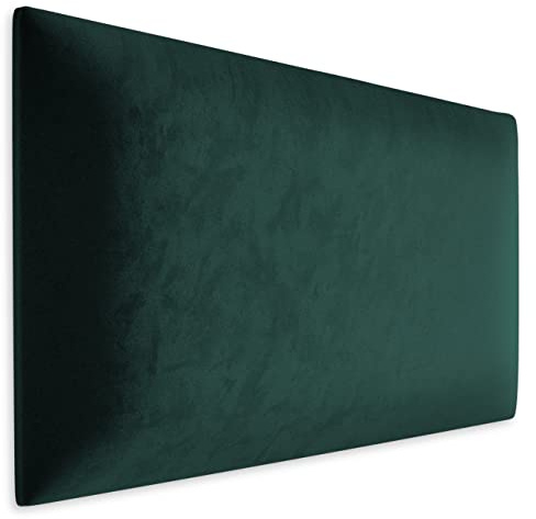 Muralo Panel de Pared Tapizado de Terciopelo - 50x40 cm, Verde Botella | Cojín de pared acolchado en terciopelo, efecto 3D, montaje en la pared con adhesivo, ideal como cabecero de cama o respaldo