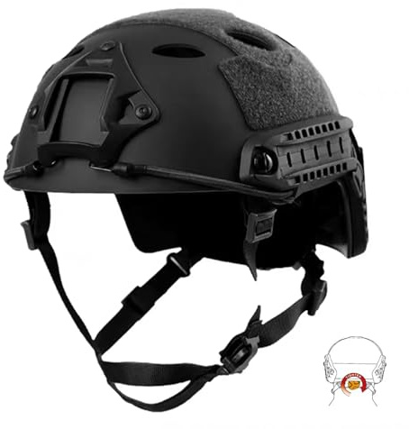 Tactical Helmet PJ Type Fast Protective Helmet with NVG Mount for CQB Airsoft Paintball CS Game Outdoor Sports (Adjust+BK)