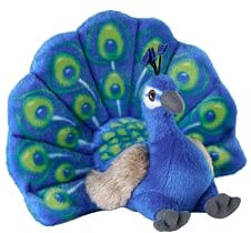 Wild Republic Cuddlekins Eco Mini Pfau, Kuscheltier, 20 cm, Plüschtier, Füllung besteht aus gesponnenen recycelten Wasserflaschen, umweltfreundlich, Blau