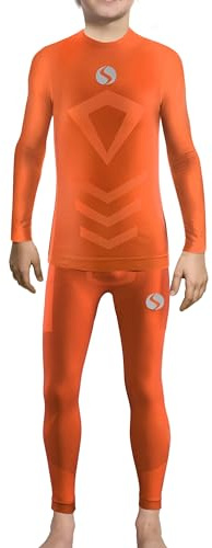 sesto senso Lange Thermo Unterwäsche Kinder Jungen Sport Bunt Kompressionshose Thermounterhemd 4XS/3XS Orange