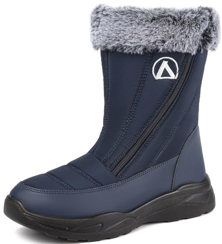 VTASQ Botas de Nieve Mujer Botines de Invierno Calentar Forrada Botas para Hombre Impermeables Antideslizante Exterior Botines Casual Caminar Botas Azul 37 EU