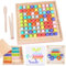 seOSTO Holz Montessori Spielzeug, Clip Beads Brettspiel, Clip Perlen Puzzle Brettspiele, Kinder Vorschule Farben Sortier, Beads Regenbogen Board, Frühe Pädagogisches Brettspiel für Kinder 2-7 Jahre