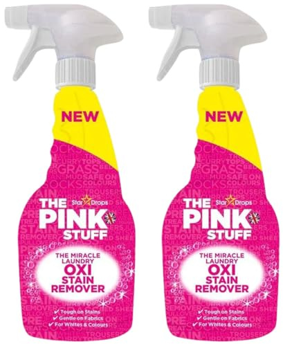 Miracle Laundry Oxi fläckborttagare 500 ml i varje förpackning med 2 – rosa saker fläckborttagare för kläder vita och färger eller tyg med fräsch ren doft