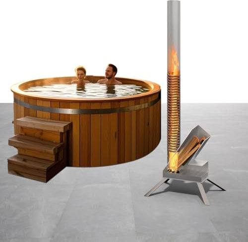 ECO POOLTECH Chauffage de Piscine en Bois Portable - Pompe à Chaleur en Acier Inoxydable - Échangeur de Chaleur - pour spas, Baignoire, Piscine